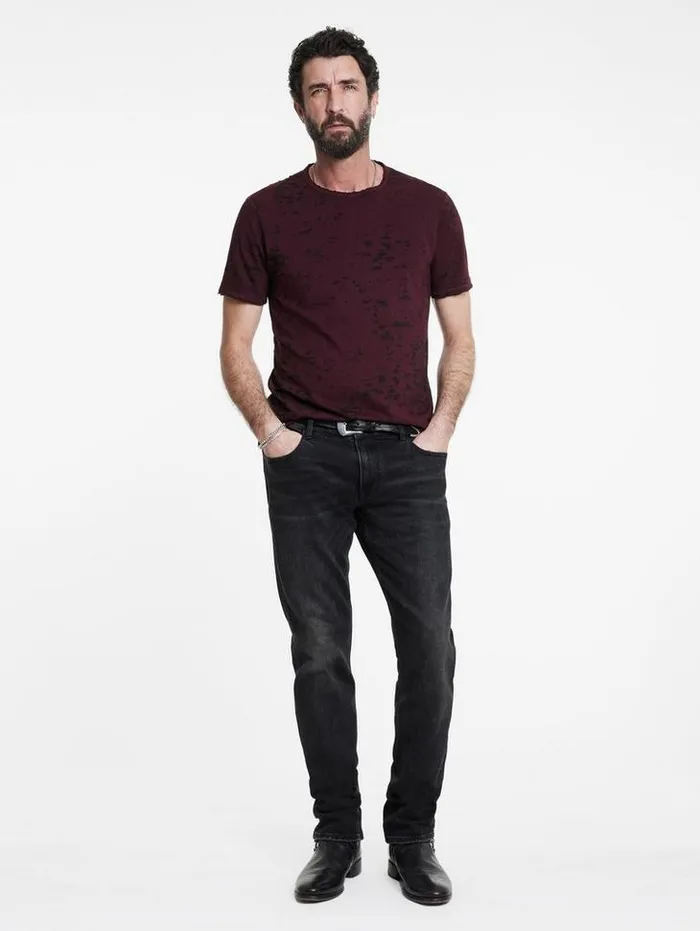 EDEN BURNOUT CREW Dark Plum Men John Varvatos TShirts