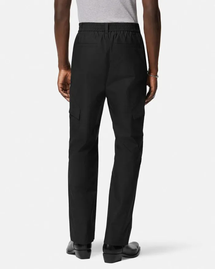 Embroidered Versace Milano Stamp Pants Black Men Versace Pants and Shorts
