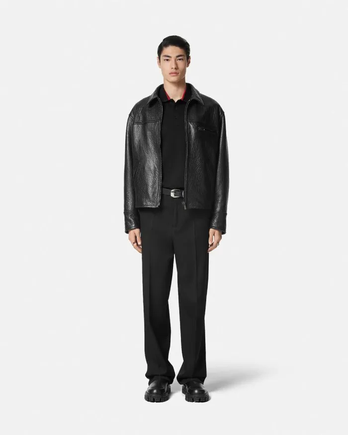Embroidered Versace Milano Stamp Polo Shirt Black Men Versace TShirts and Polos
