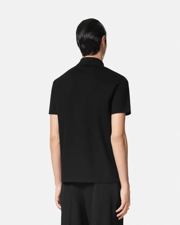 Embroidered Versace Milano Stamp Polo Shirt Black Men Versace TShirts and Polos