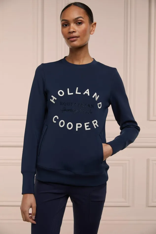 Equestrian Hoodies and Sweatshirts Holland Cooper Crystal Crew Neck Sweat Ink Navy