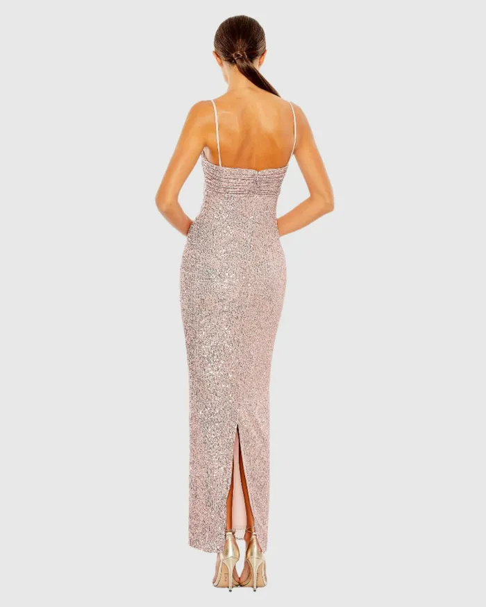 Evening Gowns Sequined Strapless Faux Bow Column Gown Rose Pink Mac Duggal Women Evening Gowns Sequined Strapless Faux Bow Column Gown Rose Pink Mac Duggal Women
