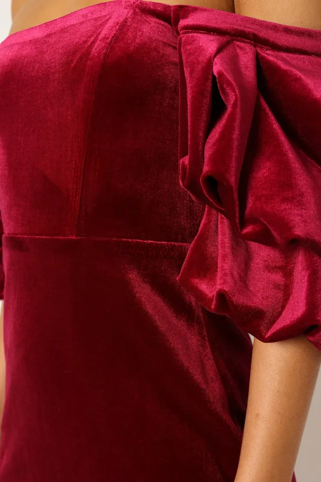 Event Dresses Petal and Pup Women Dali Off Shoulder Velvet Mini Dress Ruby