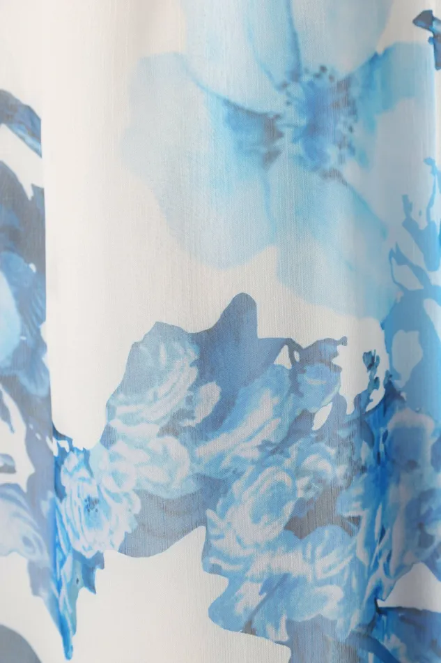 Event Dresses Women Lucah Frill Shoulder Maxi Dress Blue White Floral Petal and Pup