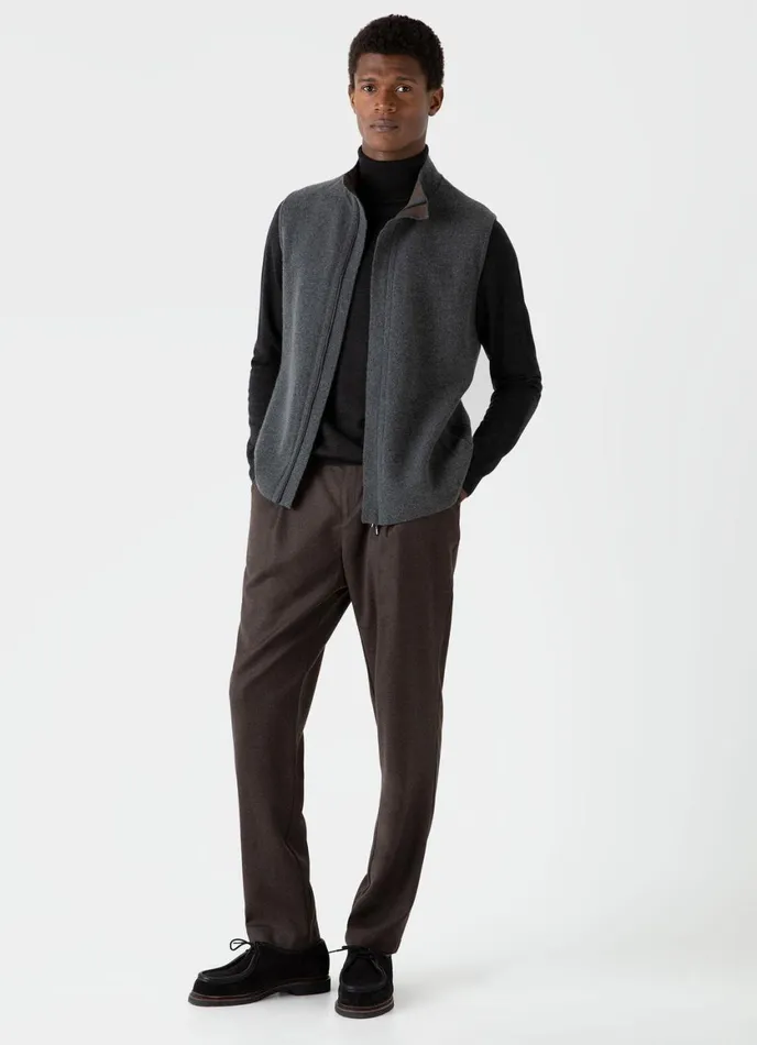 ExtraFine Merino Roll Neck Charcoal Melange Men SUNSPEL Knitwear