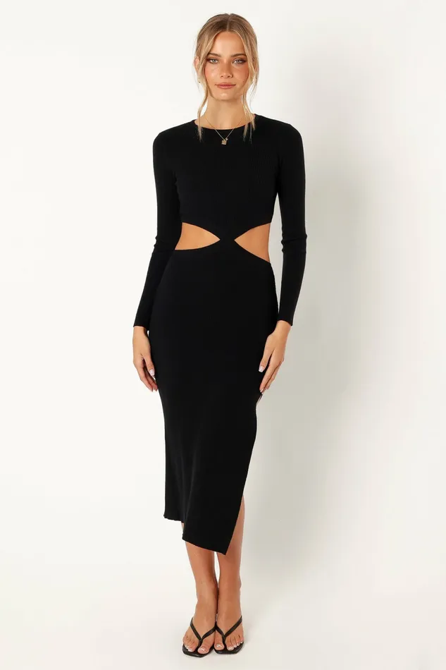 Fall Dresses Jonah Long Sleeve Midi Dress Black Petal and Pup Women