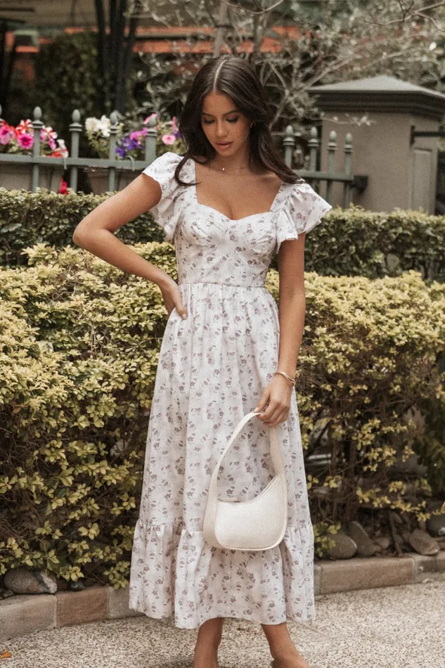 Fall Dresses Petal and Pup Women Myles Maxi Dress Beige Floral
