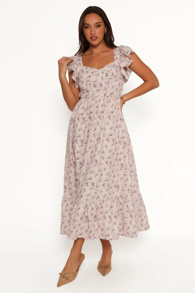 Fall Dresses Petal and Pup Women Myles Maxi Dress Beige Floral
