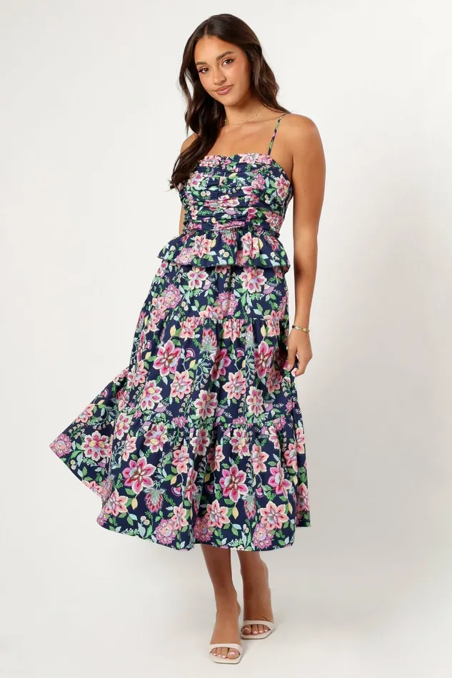 Fall Dresses Women Petal and Pup Arlo Midi Dress Navy