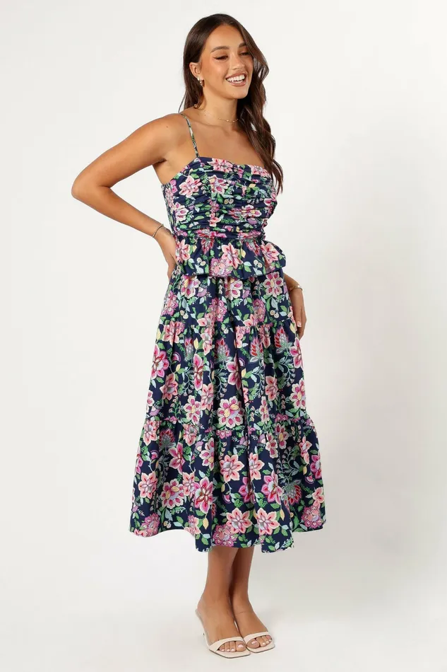 Fall Dresses Women Petal and Pup Arlo Midi Dress Navy