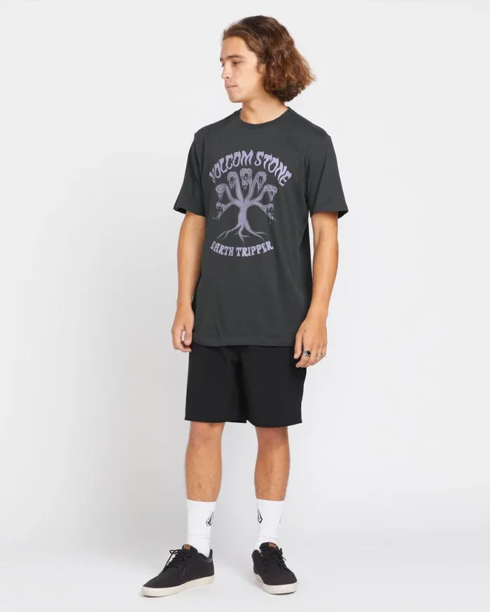Feeding Tree Short Sleeve Tee 8211 Stealth Mens Volcom Tops and Tees