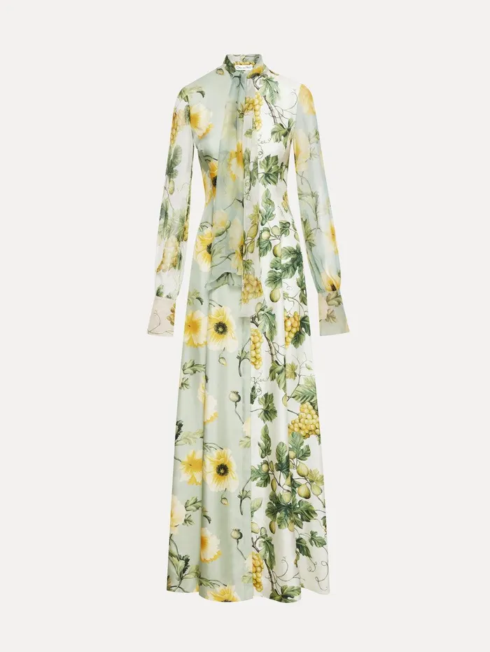 Fig and Grapes Silk Twill Caftan Multi Women Oscar De La Renta Gowns and Caftans Fig and Grapes Silk Twill Caftan Multi Women Oscar De La Renta Gowns and Caftans