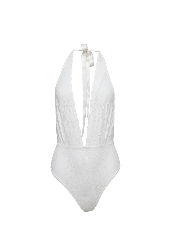 Fleur Du Mal Bodysuits Charlotte Halter Teddy Ivory 8211 Women