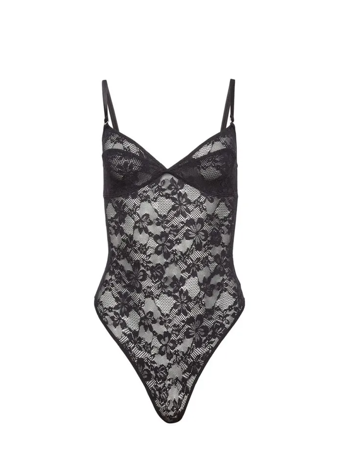 Fleur Du Mal Bodysuits Le Stretch Lace Wireless Bodysuit Black 8211 Women