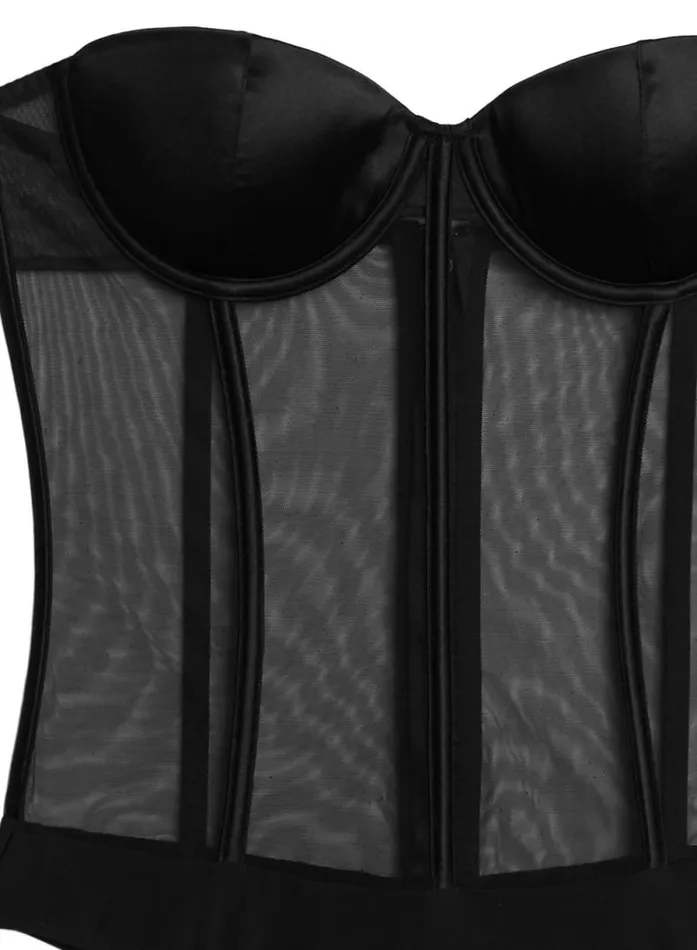 Fleur Du Mal Bodysuits Silk and Mesh Bodysuit Black 8211 Women Fleur Du Mal Bodysuits Silk and Mesh Bodysuit Black 8211 Women
