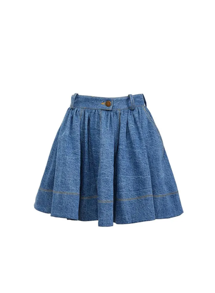 Fleur Du Mal Bottoms Denim Flare Skirt Medium Wash Denim 8211 Women Fleur Du Mal Bottoms Denim Flare Skirt Medium Wash Denim 8211 Women