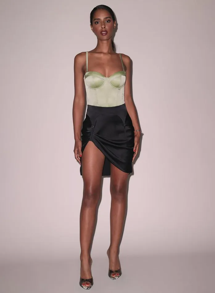Fleur Du Mal Bottoms Silk Draped Garter Skirt Black 8211 Women