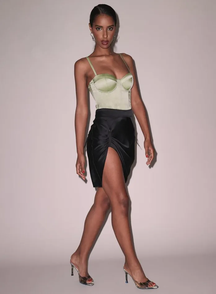 Fleur Du Mal Bottoms Silk Draped Garter Skirt Black 8211 Women Fleur Du Mal Bottoms Silk Draped Garter Skirt Black 8211 Women