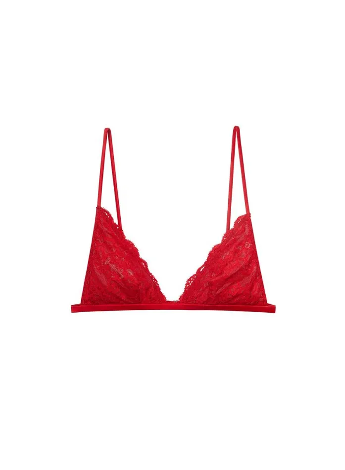 Fleur Du Mal Bralettes and Wireless Bras Charlotte Triangle Bra Rouge 8211 Women
