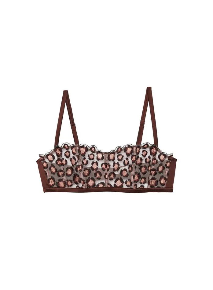 Fleur Du Mal Bralettes and Wireless Bras Leopard Embroidery Boned Bralette Chocolat 8211 Women Fleur Du Mal Bralettes and Wireless Bras Leopard Embroidery Boned Bralette Chocolat 8211 Women