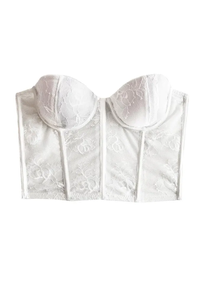 Fleur Du Mal Bridal Bouquet Lace Bustier Top Snow 8211 Women Fleur Du Mal Bridal Bouquet Lace Bustier Top Snow 8211 Women