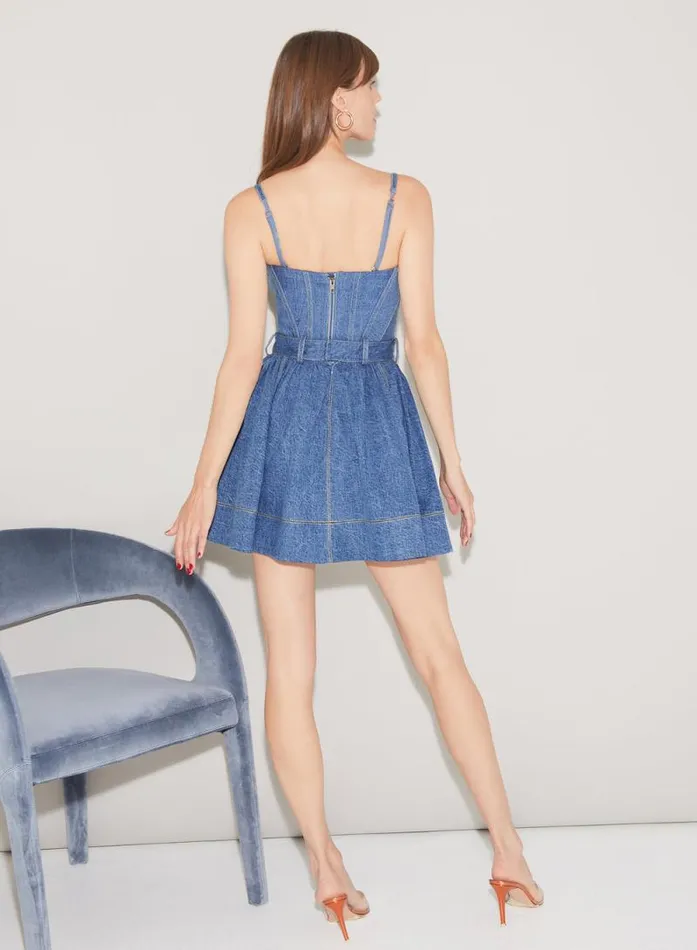 Fleur Du Mal Bustiers and Bra Tops Denim Bustier Top Medium Wash Denim 8211 Women