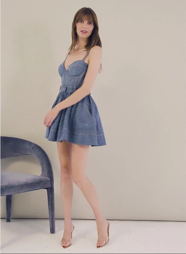 Fleur Du Mal Bustiers and Bra Tops Denim Bustier Top Medium Wash Denim 8211 Women