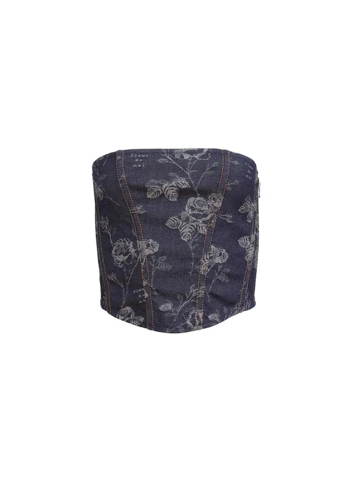 Fleur Du Mal Bustiers and Bra Tops Denim Jacquard Corset Top Floral Jacquard Corset Top Floral Jacquard 8211 Women Fleur Du Mal Bustiers and Bra Tops Denim Jacquard Corset Top Floral Jacquard Corset Top Floral Jacquard 8211 Women