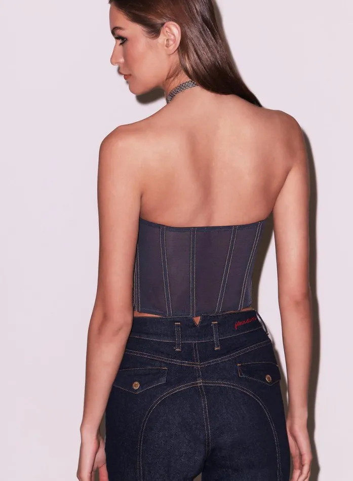 Fleur Du Mal Bustiers and Bra Tops Denim Jacquard Corset Top Floral Jacquard Corset Top Floral Jacquard 8211 Women Fleur Du Mal Bustiers and Bra Tops Denim Jacquard Corset Top Floral Jacquard Corset Top Floral Jacquard 8211 Women