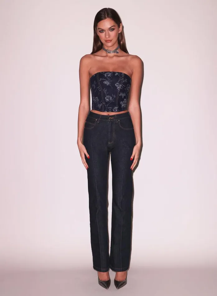 Fleur Du Mal Bustiers and Bra Tops Denim Jacquard Corset Top Floral Jacquard Corset Top Floral Jacquard 8211 Women Fleur Du Mal Bustiers and Bra Tops Denim Jacquard Corset Top Floral Jacquard Corset Top Floral Jacquard 8211 Women