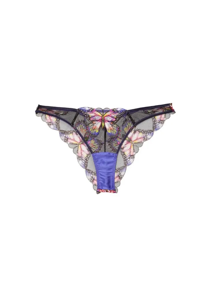 Fleur Du Mal Cheekys and Hiphuggers Butterfly Embroidery Cheeky Periwinkle 8211 Women Fleur Du Mal Cheekys and Hiphuggers Butterfly Embroidery Cheeky Periwinkle 8211 Women