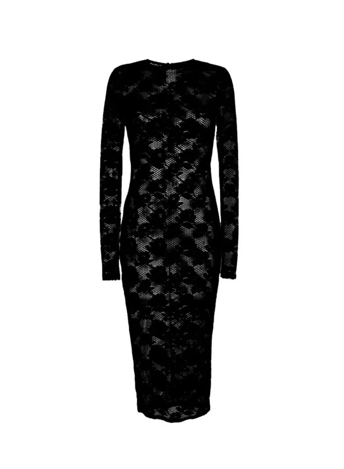 Fleur Du Mal Dresses Le Stretch Lace Long Sleeve Dress Black 8211 Women