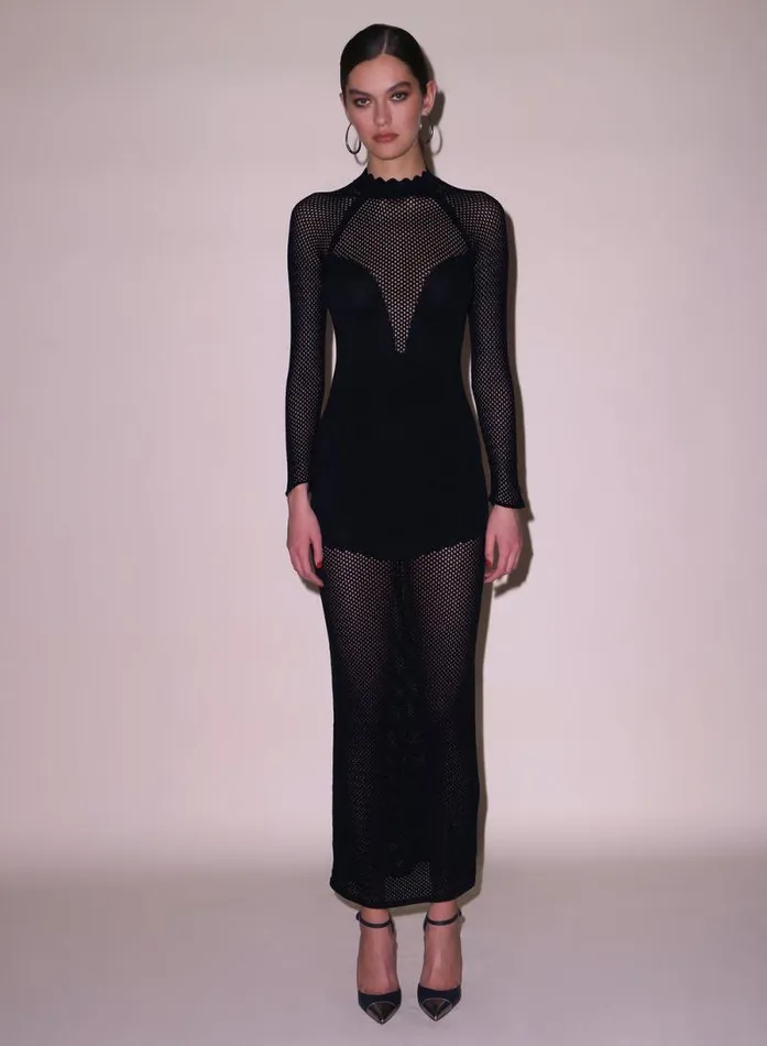 Fleur Du Mal Dresses Scalloped Pointelle Knit Dress Black 8211 Women
