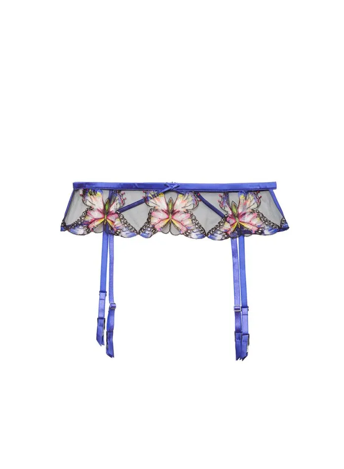 Fleur Du Mal Garters and Belts Butterfly Embroidery Garter Belt Periwinkle 8211 Women Fleur Du Mal Garters and Belts Butterfly Embroidery Garter Belt Periwinkle 8211 Women