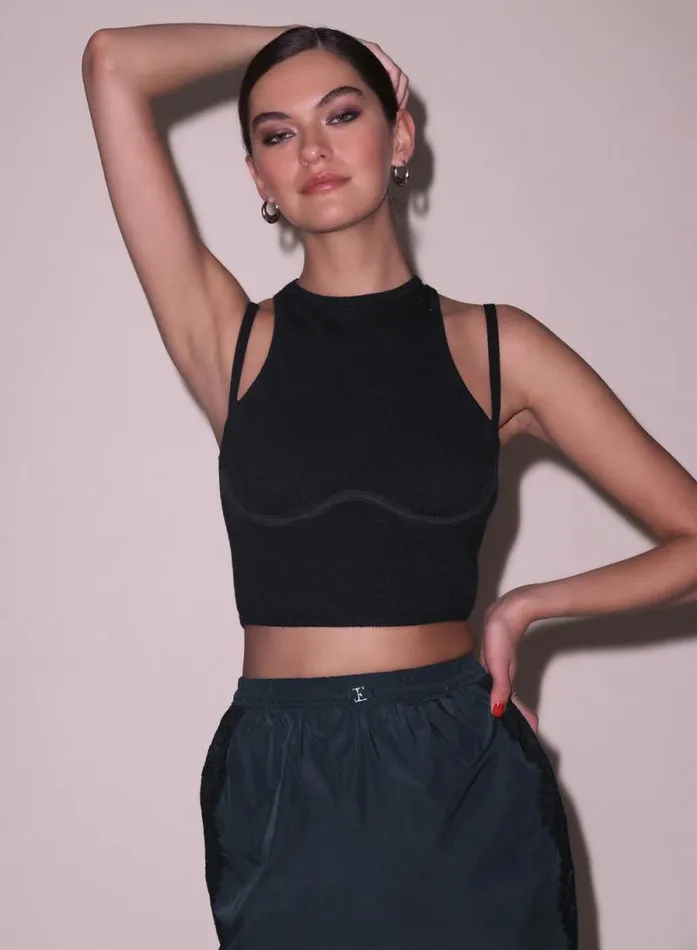 Fleur Du Mal Knitwear Strappy Ribbed Tank Black 8211 Women