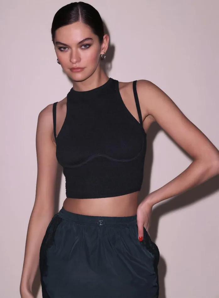 Fleur Du Mal Knitwear Strappy Ribbed Tank Black 8211 Women Fleur Du Mal Knitwear Strappy Ribbed Tank Black 8211 Women
