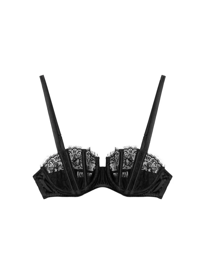 Fleur Du Mal Lingerie Frankie Lace Boned Balconette Black 8211 Women Fleur Du Mal Lingerie Frankie Lace Boned Balconette Black 8211 Women