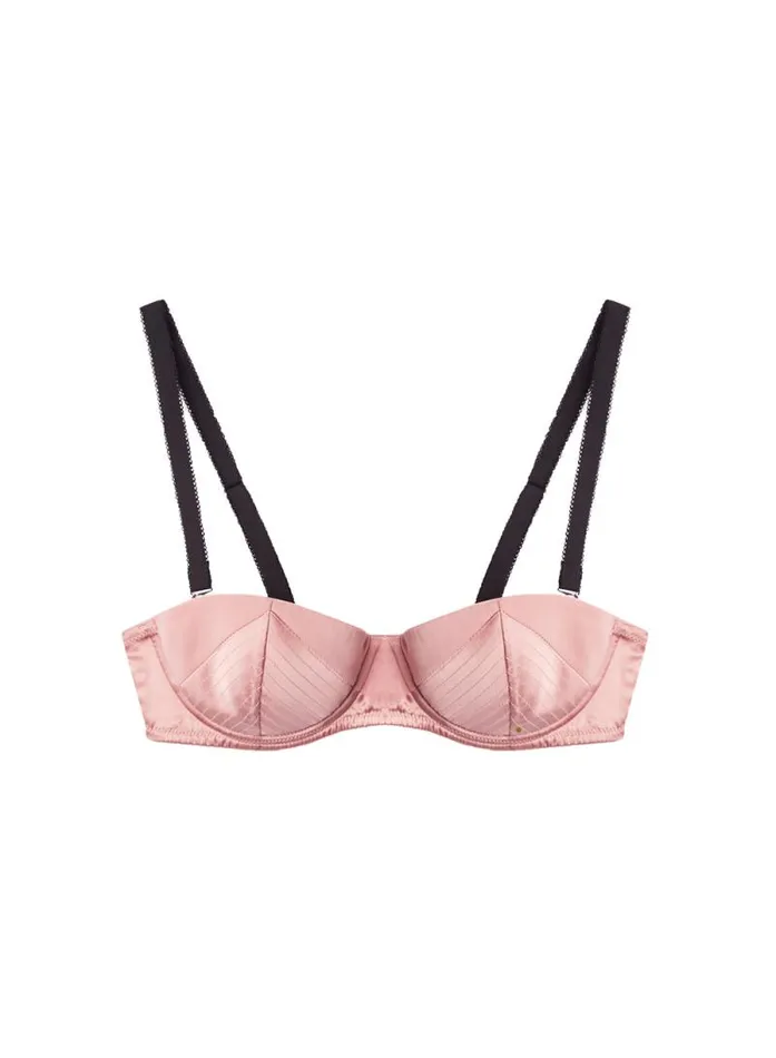 Fleur Du Mal Pleasure Top Stitch Convertible Bra Rose Pink Black 8211 Women