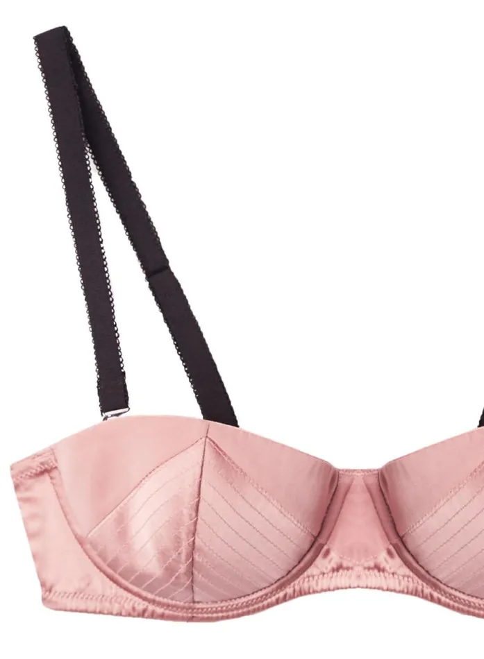 Fleur Du Mal Pleasure Top Stitch Convertible Bra Rose Pink Black 8211 Women