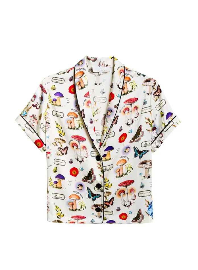 Fleur Du Mal Sleepwear Magical Mushroom Short Sleeve PJ Top Ivory Mushroom Print 8211 Women Fleur Du Mal Sleepwear Magical Mushroom Short Sleeve PJ Top Ivory Mushroom Print 8211 Women