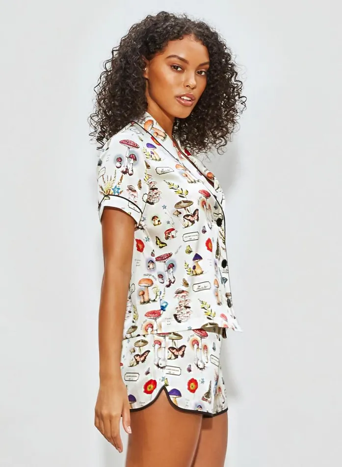 Fleur Du Mal Sleepwear Magical Mushroom Short Sleeve PJ Top Ivory Mushroom Print 8211 Women Fleur Du Mal Sleepwear Magical Mushroom Short Sleeve PJ Top Ivory Mushroom Print 8211 Women