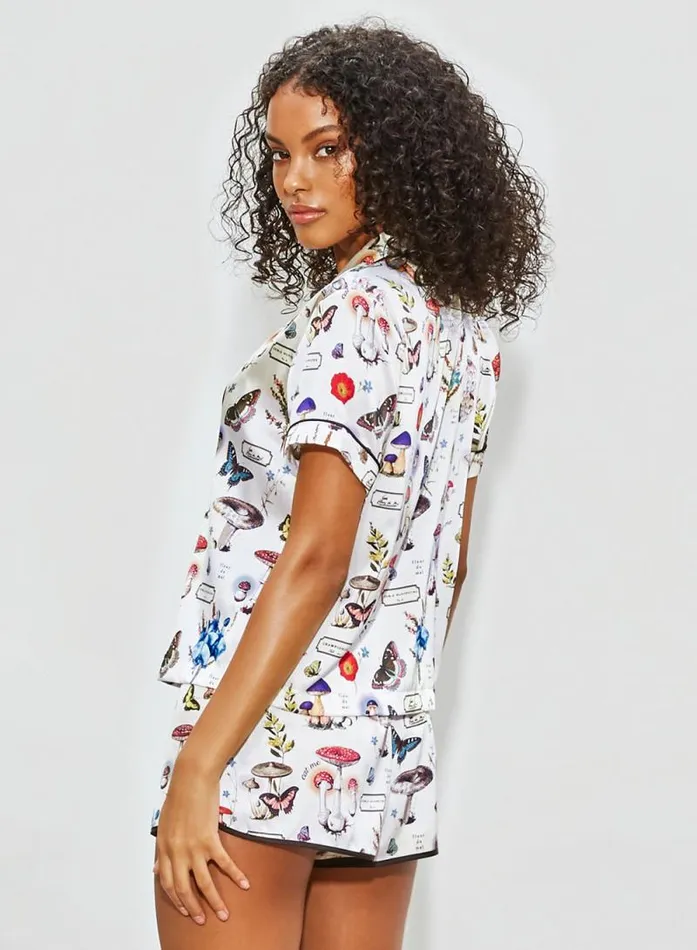 Fleur Du Mal Sleepwear Magical Mushroom Short Sleeve PJ Top Ivory Mushroom Print 8211 Women Fleur Du Mal Sleepwear Magical Mushroom Short Sleeve PJ Top Ivory Mushroom Print 8211 Women