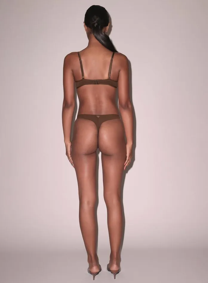 Fleur Du Mal Thongs Le Stretch Micro Thong Cocoa 8211 Women