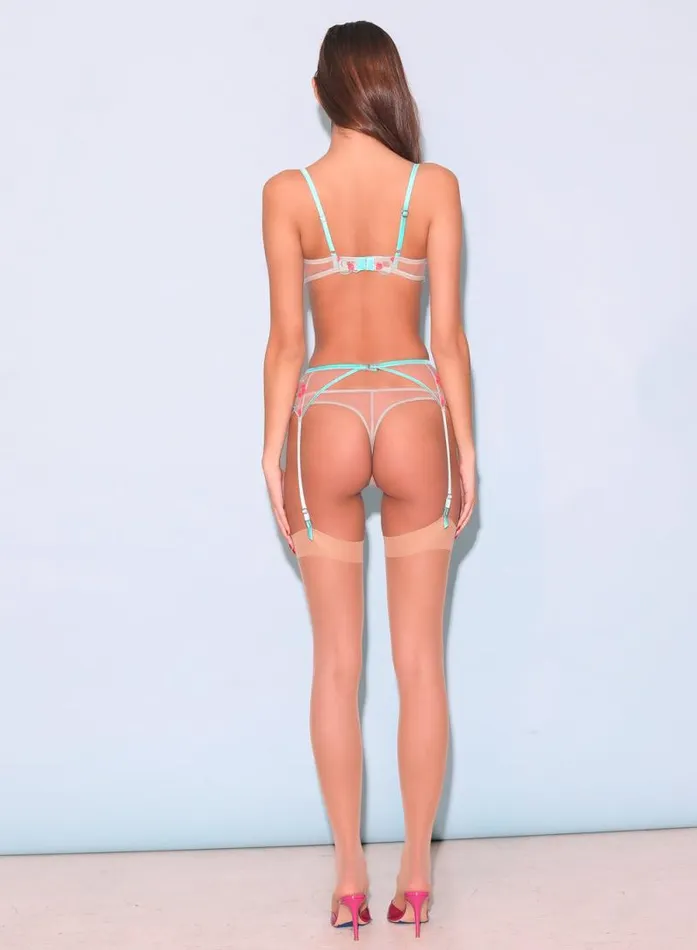 Fleur Du Mal Thongs Rose and Vine Embroidery Thong Bright Jade 8211 Women Fleur Du Mal Thongs Rose and Vine Embroidery Thong Bright Jade 8211 Women