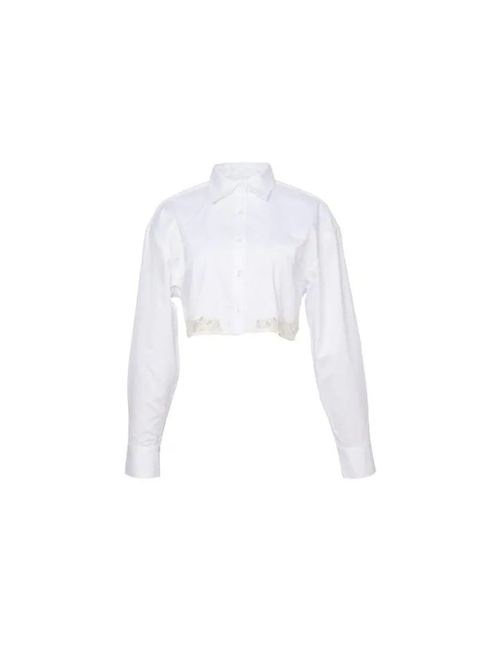 Fleur Du Mal Tops Poplin Cropped Button Down White 8211 Women Fleur Du Mal Tops Poplin Cropped Button Down White 8211 Women