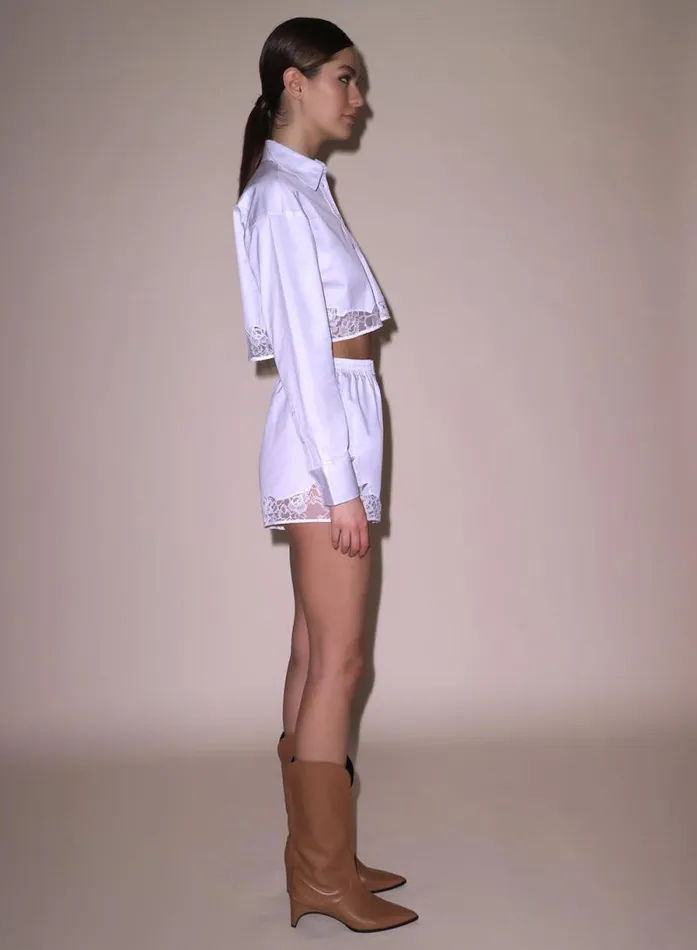 Fleur Du Mal Tops Poplin Cropped Button Down White 8211 Women Fleur Du Mal Tops Poplin Cropped Button Down White 8211 Women
