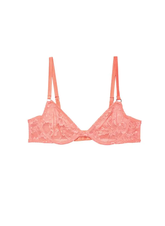 Fleur Du Mal Underwire Bras Le Stretch Lace Demi Bra Apricot 8211 Women