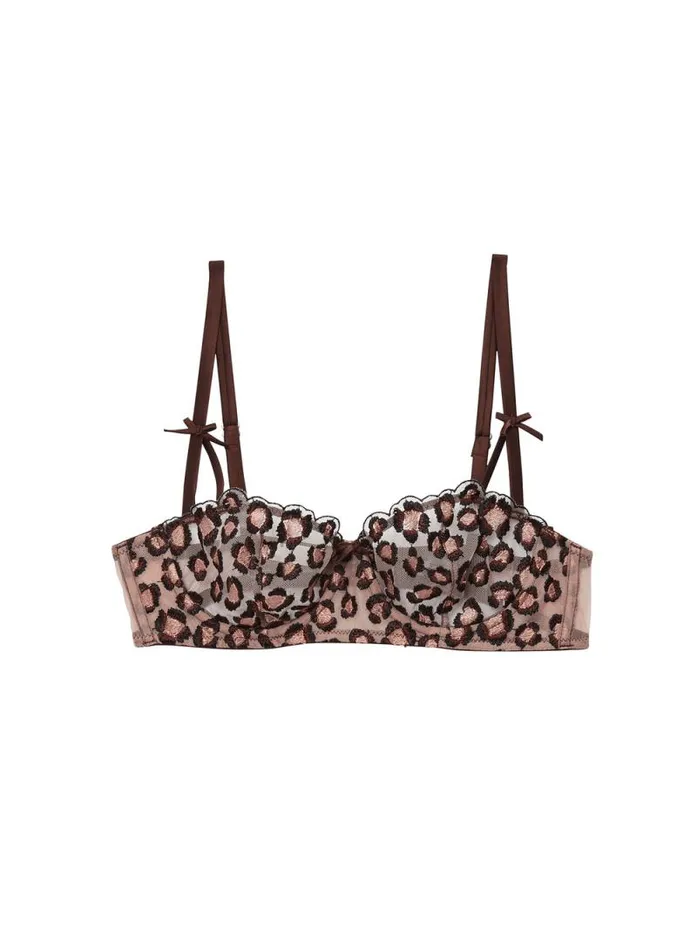 Fleur Du Mal Underwire Bras Leopard Embroidery Balconette Bra Chocolat 8211 Women Fleur Du Mal Underwire Bras Leopard Embroidery Balconette Bra Chocolat 8211 Women
