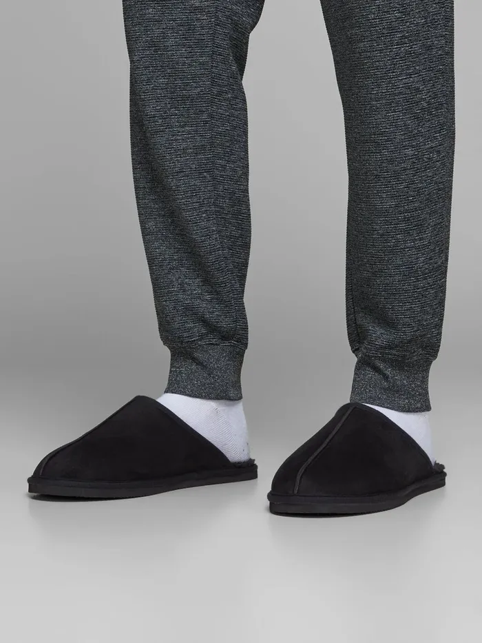 Flip Flops and Sandals JACK and JONES Mens TEDDY SLIPPERS Black Anthracite Popular Flip Flops and Sandals JACK and JONES Mens TEDDY SLIPPERS Black Anthracite Popular