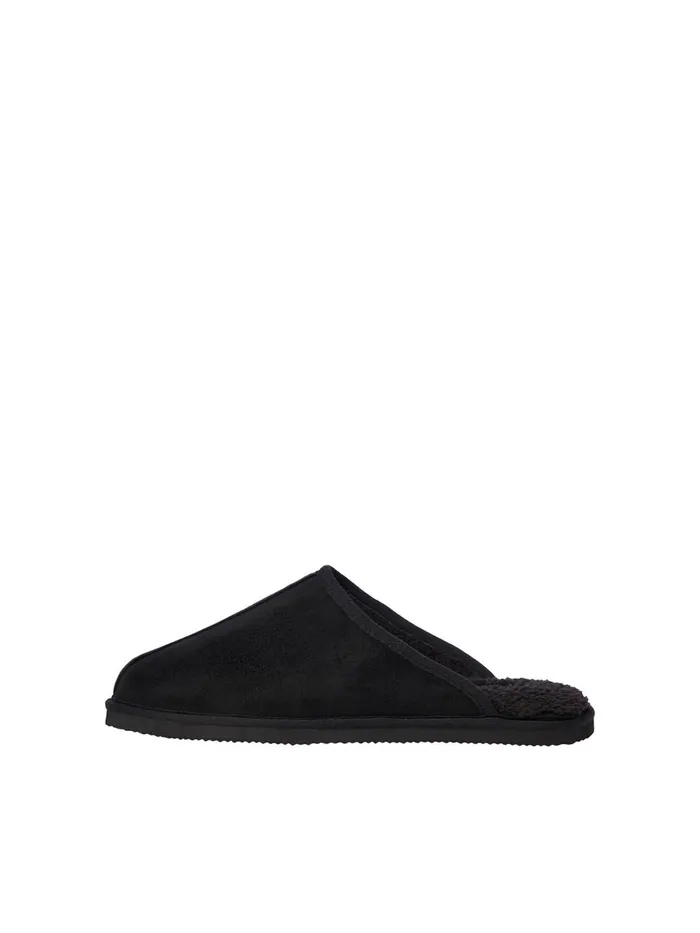 Flip Flops and Sandals JACK and JONES Mens TEDDY SLIPPERS Black Anthracite Popular
